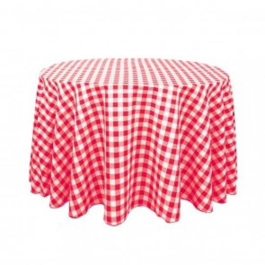 Red & White Checkered Round Table Linen