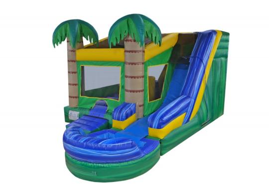 tropical 6in1 bounce and slide combo waterslide