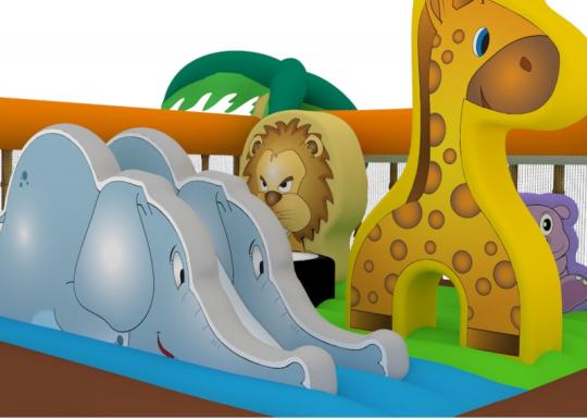 zoo themed bounce and slide combo