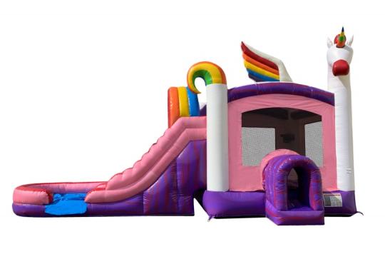 Large 5in1 Unicorn Combo Waterslide Dual Lane