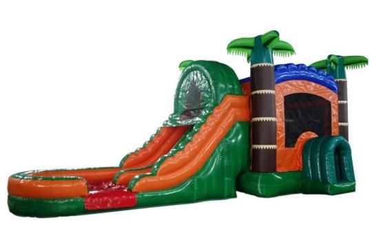 Large 5in1 Tropical Combo Waterslide Dual Lane