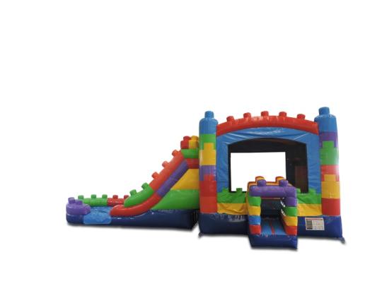 rent Large 5in1 Blocks Combo Waterslide Dual Lane